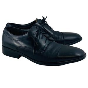 Mens 10M Giorgio Brutini Oxford Shoes Black Leather Lace‎ Up Cap Toe Dress